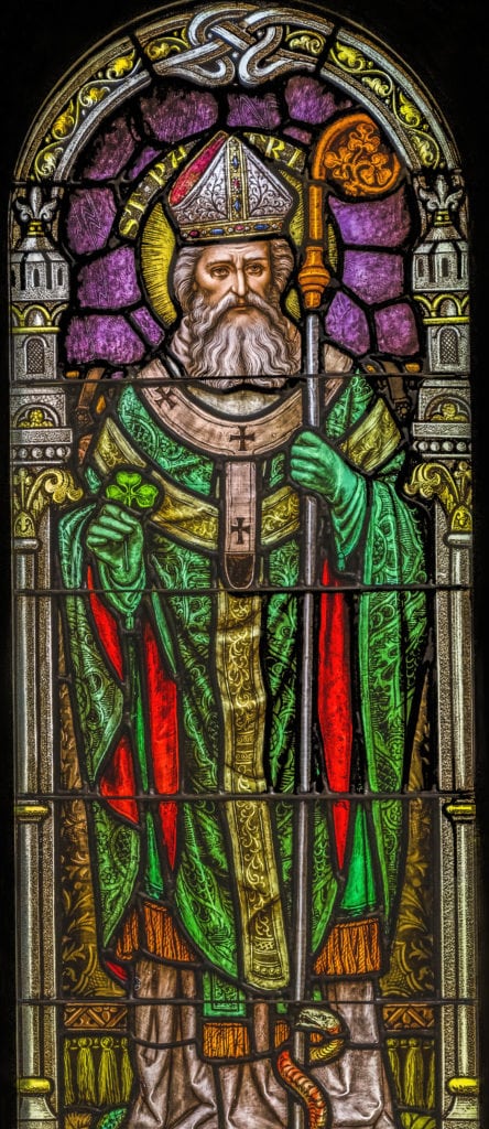 Saint Patrick Stained Glass Basilica Church Immaculate Conception Blessed Mary Phoenix Arizona Patrick converted Irish to Christianity Irish apostle stained glass from 1915