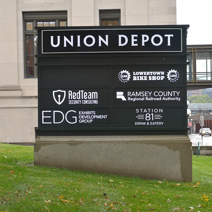 Union Depot monument sign