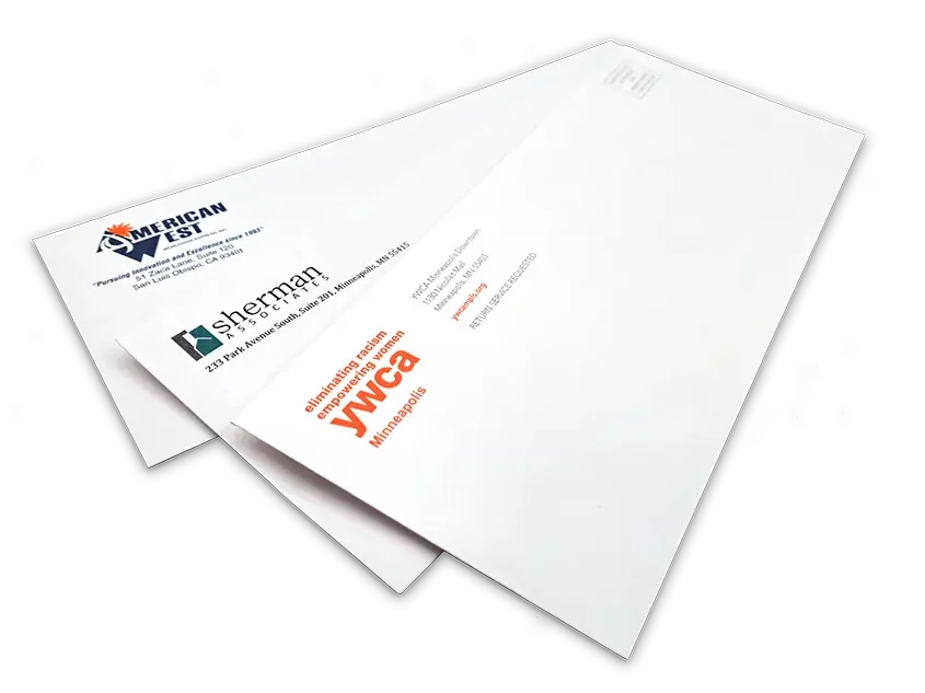Custom printed envelope with company logos in the sender address